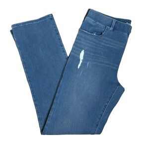 BETABRAND Denim blue jeans Pull on Straight leg 4 pocket Stretchy Size Large